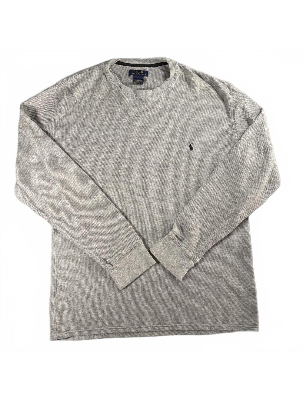 Polo Ralph Lauren Men's XL Gray Waffle Knit Thermal Long Sleeve Crewneck Shirt